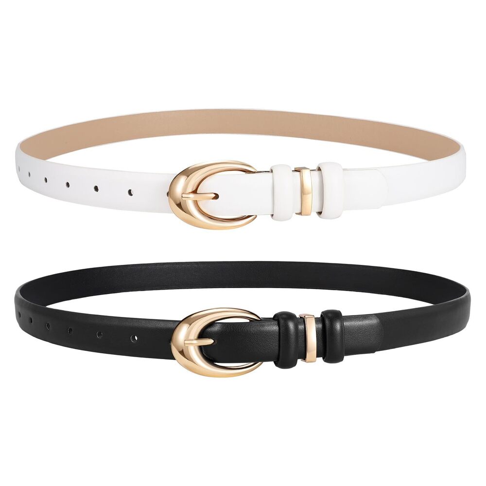 3943 2 Pack Women Leather Belts For Jeans Dress Fashion Ladies Belt